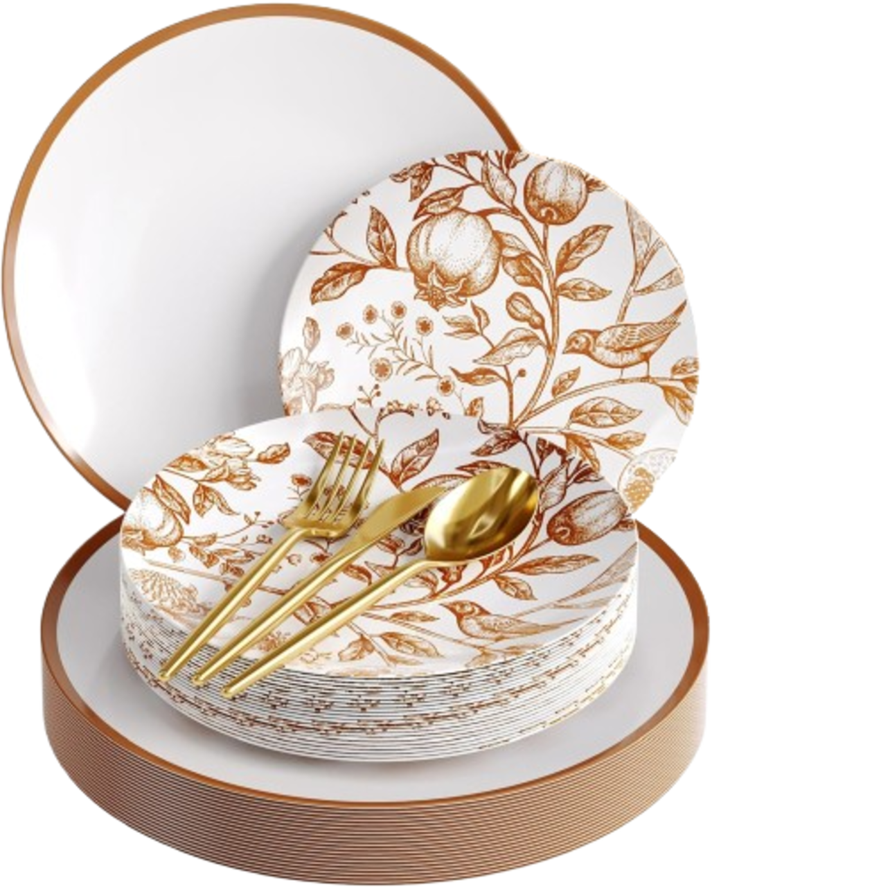 Plastic Dinnerware Set – 100 & 200PCS Options for 20 Guests, Includes Plates & Silverware for Wedding or Party